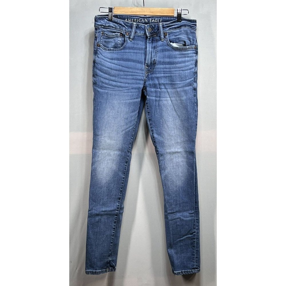 American Eagle Outfitters Skinny Jeans Men's Size 31X32 Blue Distressed 5-Pocket